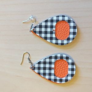 Fall pumpkin plaid earrings